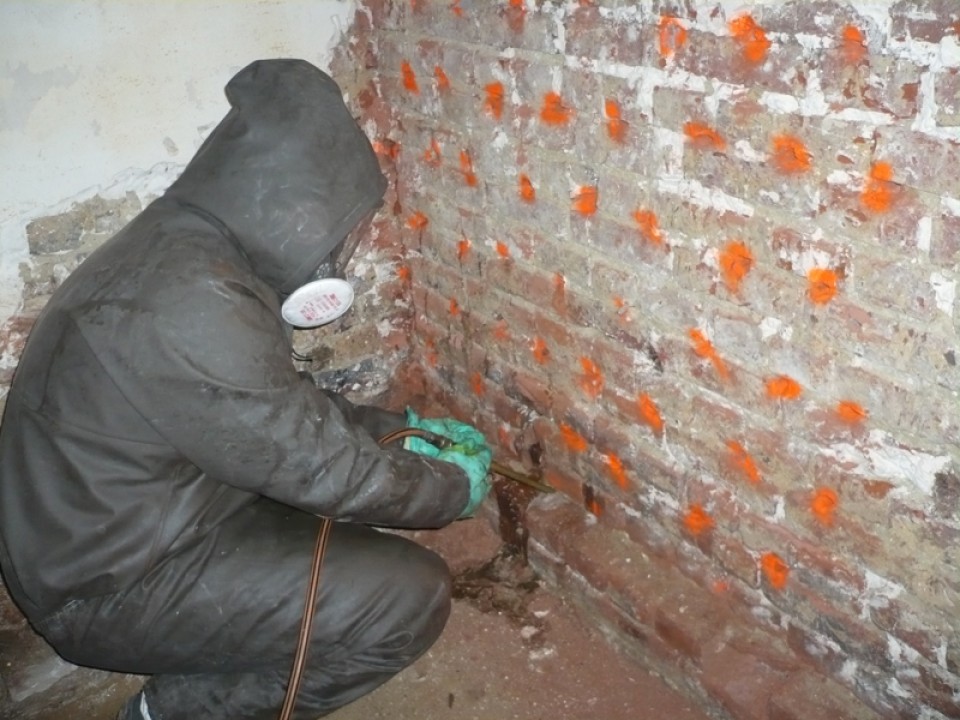Traitement de merule par injection dans les murs a Alencon